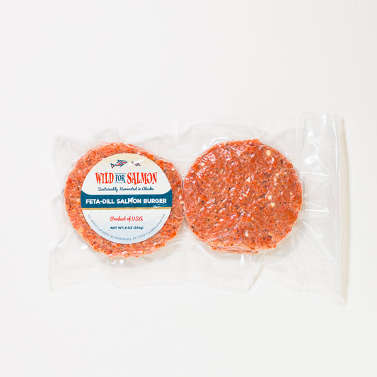 Feta-Dill Sockeye Salmon Burgers