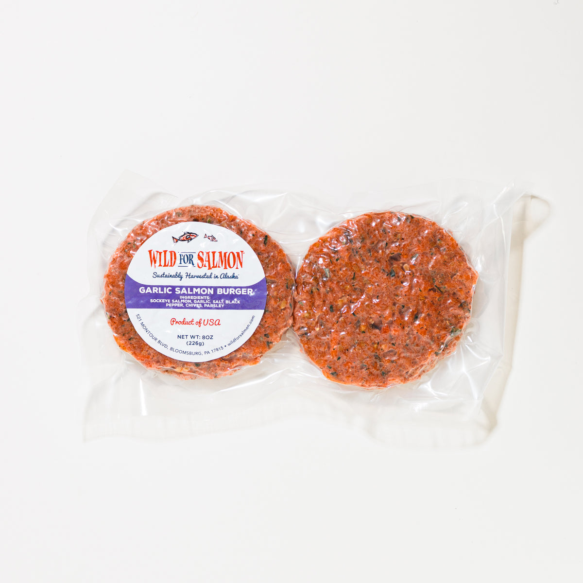 Garlic Sockeye Salmon Burgers