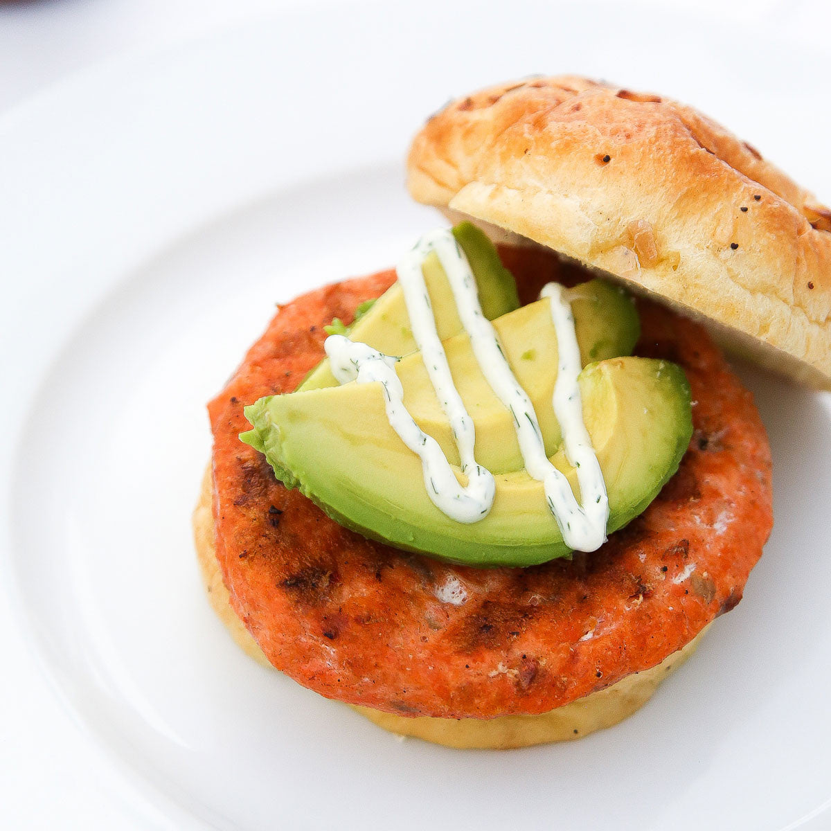 Feta Dill Sockeye Salmon Burger